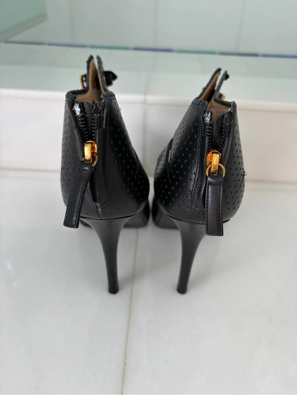 Moschino Black Pointed Toe Multi-Buckle Cutout Heels